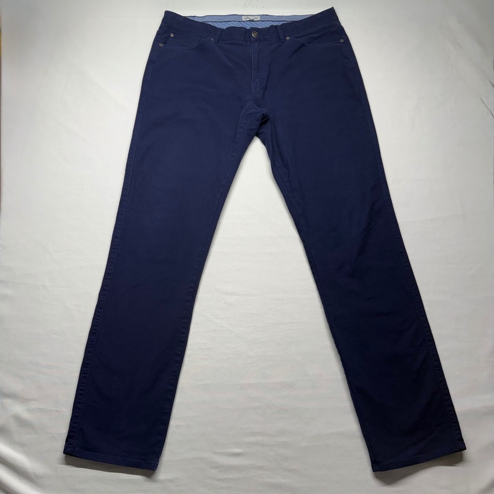 Peter Millar Crown Cotton Canvas 5 Pocket Pants Navy 36x32 Stretch Golf Classic - Picture 2 of 10